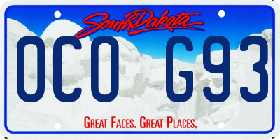 SD license plate 0COG93