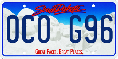 SD license plate 0COG96