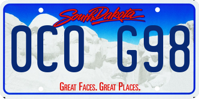 SD license plate 0COG98