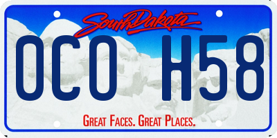 SD license plate 0COH58