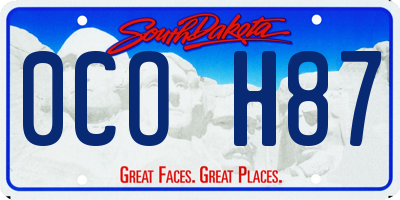 SD license plate 0COH87