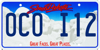 SD license plate 0COI12