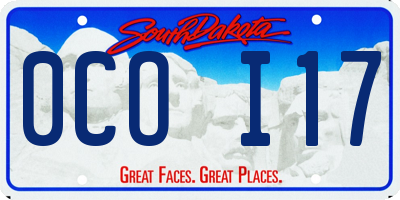 SD license plate 0COI17