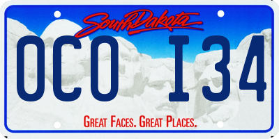 SD license plate 0COI34