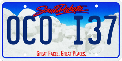 SD license plate 0COI37