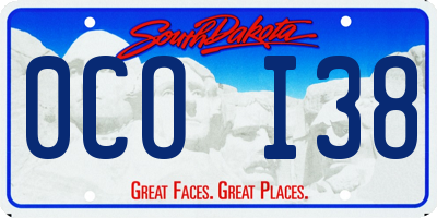 SD license plate 0COI38
