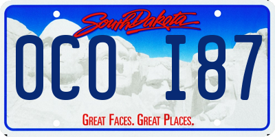 SD license plate 0COI87