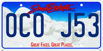 SD license plate 0COJ53