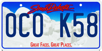 SD license plate 0COK58
