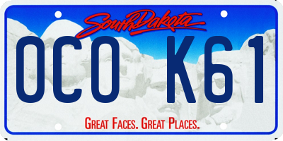 SD license plate 0COK61