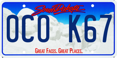 SD license plate 0COK67
