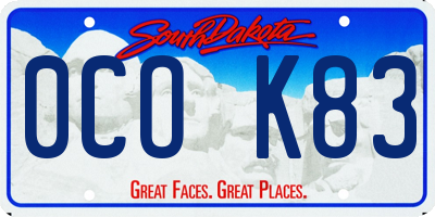 SD license plate 0COK83