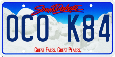 SD license plate 0COK84