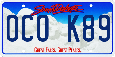 SD license plate 0COK89