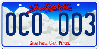 SD license plate 0COO03