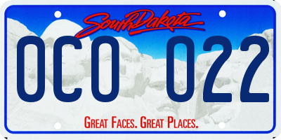 SD license plate 0COO22