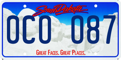 SD license plate 0COO87