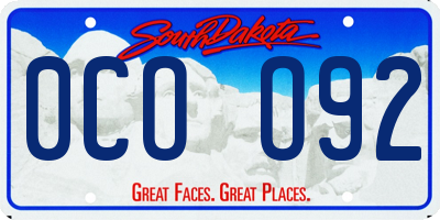 SD license plate 0COO92