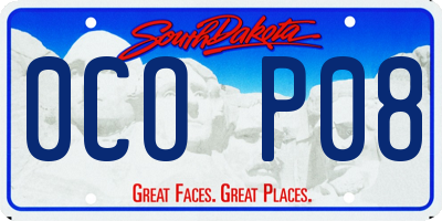 SD license plate 0COP08