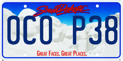 SD license plate 0COP38