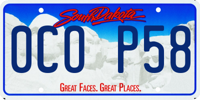 SD license plate 0COP58