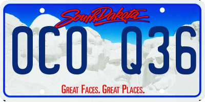 SD license plate 0COQ36