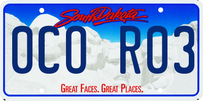 SD license plate 0COR03