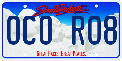 SD license plate 0COR08