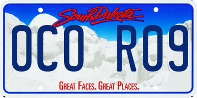 SD license plate 0COR09