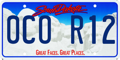SD license plate 0COR12