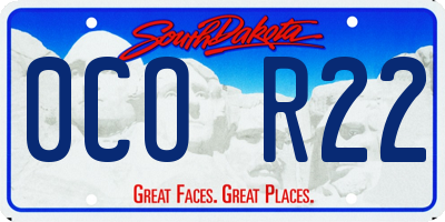 SD license plate 0COR22