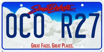 SD license plate 0COR27