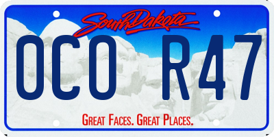 SD license plate 0COR47
