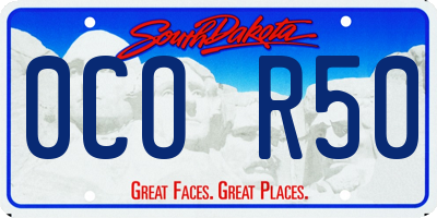 SD license plate 0COR50
