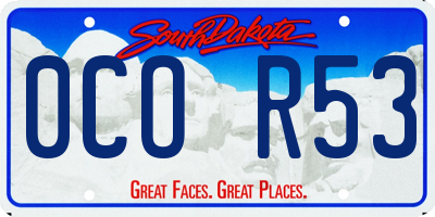 SD license plate 0COR53