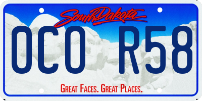 SD license plate 0COR58