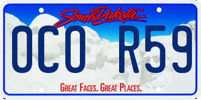 SD license plate 0COR59
