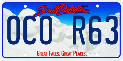 SD license plate 0COR63