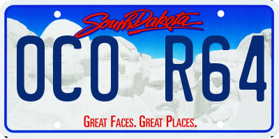 SD license plate 0COR64