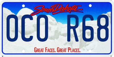 SD license plate 0COR68