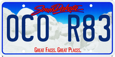 SD license plate 0COR83