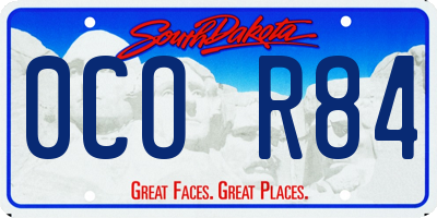 SD license plate 0COR84