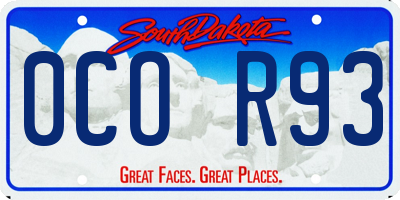 SD license plate 0COR93