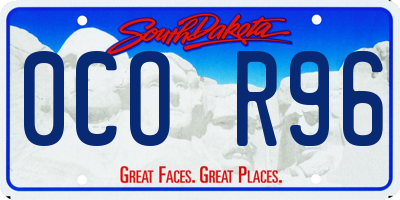 SD license plate 0COR96