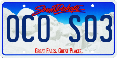 SD license plate 0COS03
