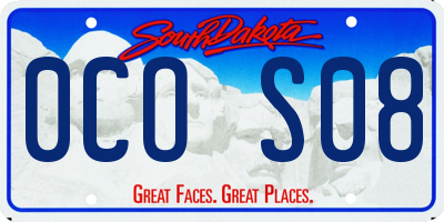 SD license plate 0COS08