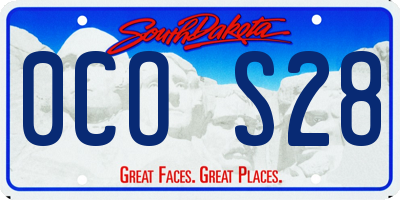 SD license plate 0COS28