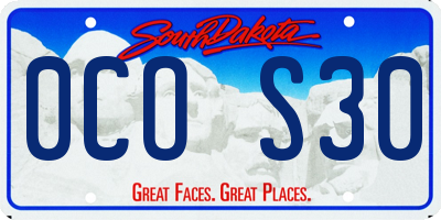 SD license plate 0COS30