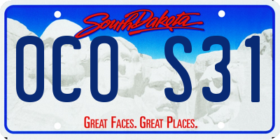 SD license plate 0COS31
