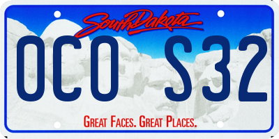 SD license plate 0COS32
